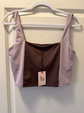 NWT Sincerely Jules Two-Tone Square Neck Crop Top - Mauve & Blush size medium